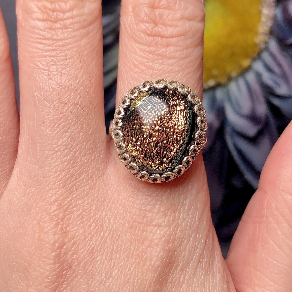 ‼️Clearance‼️Sterling silver dichroic glass ring